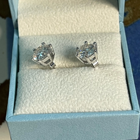 Diamond 4 ct tw round brilliant cut lab grown stud diamond earrings certified - Picture 5 of 12